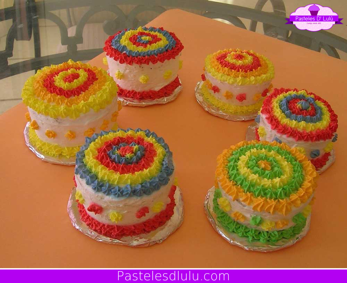 Mini party cakes on a table